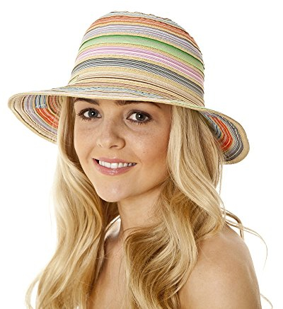 i-Smalls New Season for 2015 Ladies Narrow Brim Ribbon Braid Fashion Sun Hat (Pastle)