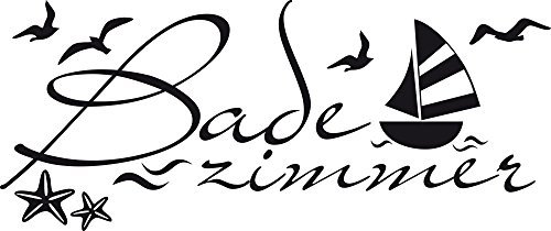GRAZDesign Wandtattoo Bad maritime Deko, Wandaufkleber Badezimmer Wand Aufkleber - 71x30cm / 070 schwarz