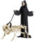 NET TOYS Hundeskelett mit Leine Skelett Deko Hund 45 cm Knochen Dekofigur Halloween Pitbull Raumdekoration Bulldogge Partydeko Horror Halloweendekoration Karneval Kostüm Zubehör