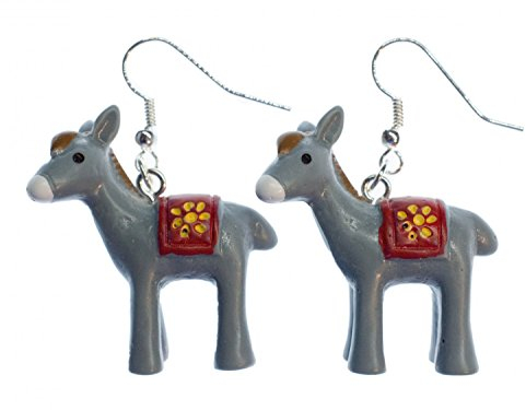 Miniblings Esel Ohrringe Hänger Maultier grau Kinder Pferd 3D Mädchen Eselchen - Handmade Modeschmuck I Ohrhänger Ohrschmuck versilbert