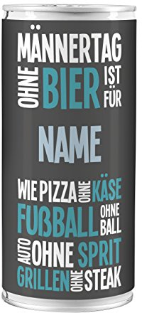 Lustapotheke® 1 l Bierdose Premium Lager - Männertag ohne Bier ist wie - mit Aufdruck Ihres Wunschnamens