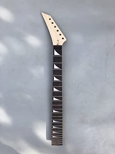 Ahorn-Gitarrenhals, 64,8 cm, Rosenholz, Griffbrett, Haifischflossen-Einlage, Bolzen, Einsatz, umgekehrter Kopf