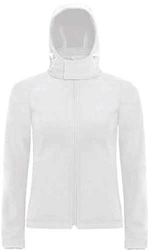 B&C Ladies Hooded Damen Softshell Jacke JW937, Größe:XL, Farbe:White