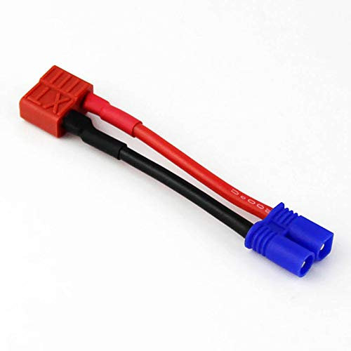 ikarex-shop Adapterkabel EC2 Stecker auf T-Plug Buchse RC Adapter 2mm Lipo Akku Verbindung Dean Goldstecker