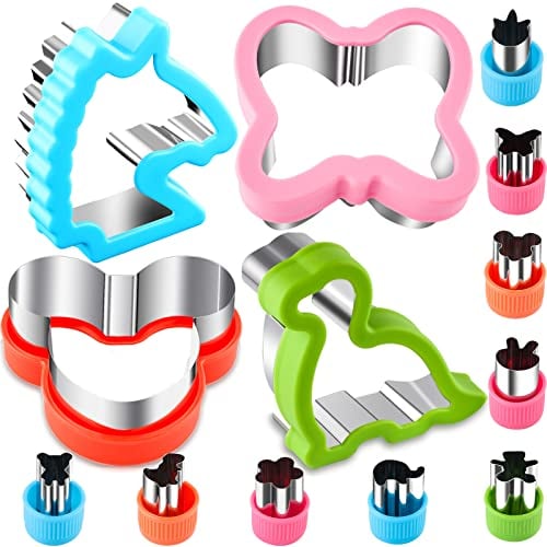 Stainless Steel Sandwiches Cutter set(13 Pack), Include Mickey Mouse, Butterfly, Dinosaur, Unicorn and Vegetable Cutter Shapes, Kids Vegetable Fruit Cutter Shape Set