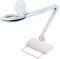 Lumeno 8613GR Lupenleuchte Arbeitsplatzlampe mit großer ovalen Linse 110x150 mm, 60 LEDs in 2 Stufen dimmbar, perfekt als Lesehilfe, für die Kosmetik oder zum Löten, 3 Dioptrien grau mit Tischstativ