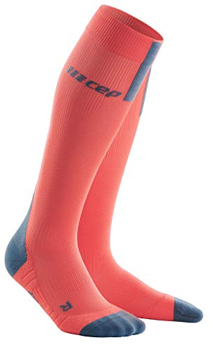 CEP – RUN SOCKS 3.0 für Herren | Kompressionsstrumpf mit präzisem Druckverlaufin in coral / grau | Größe V
