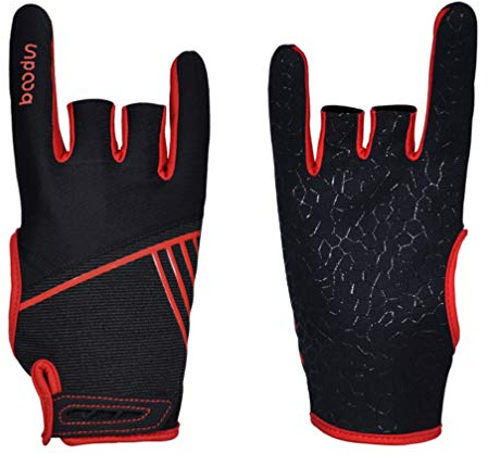 HEALLILY 1 Paar professionelle rutschfeste Bowling-Handschuhe, bequemes Bowling-Zubehör, Halbfinger-Sporthandschuhe, Fäustlinge für Bowling, Größe L/XL, Rot