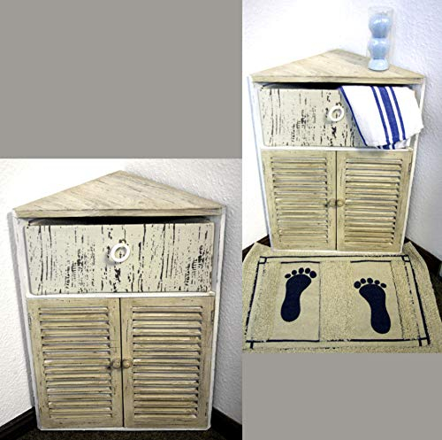 GeKi Trend 2er Set Eckschrank klein Chabby Chic Kommode Holz Landhaus Vintage Möbel Badezimmer Wohn-Deko