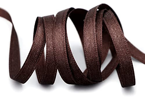 finemark 50 m x 6 mm Satinband Dunkelbraun Braun (523) doppelseitiges Schleifenband aus Satin ohne Draht weich und glänzend Geschenkband Deko Band Double face Dekoband Dekorieren Kordel Basteln