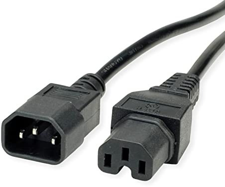 VALUE Netzkabel IEC320/C14 Stecker - C15 Buchse, schwarz, 1,8 m
