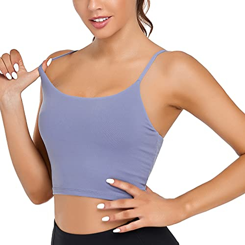 Lemedy Gepolsterter Sport-BH für Damen, Fitness, Workout, Laufen, Yoga, Tanktop, Lavendel, Large