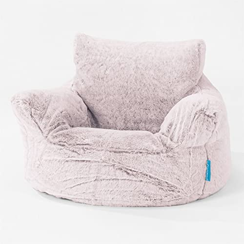 Lounge Pug - Kindersessel Sitzsäcke - Sitzsack Kinder - Kaninchen Kunstfell Pastellrosa