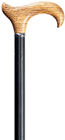 Gastrock Gehstock CARBON-EICHE, Derbygriff aus deutschem Eichenholz, Stock aus Carbon, verstellbar 84-100 cm, inkl. Gummipuffer