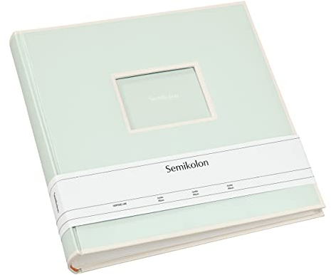 Semikolon 364060 Jumbo Album - 30x30 cm, 100 Seiten cremefarben, für 10x15 Fotos, mit Pergaminpapier - moss pastell-grün