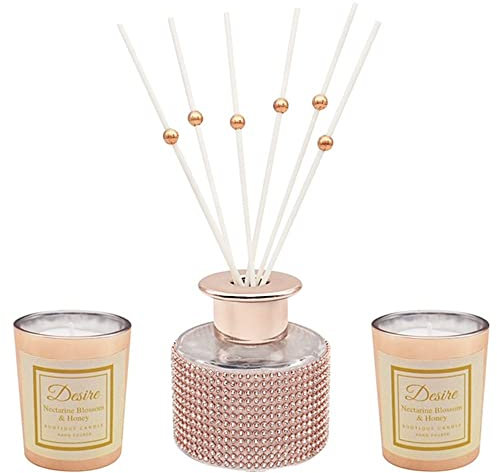 LEONARDO LP48259 Diamante Diffuser & Candles | For Adults | Rose Gold Accessory