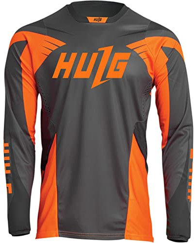 HULG Herren Mountainbike MTB Top Langarm Atmungsaktiv Bequem Weich Feuchtigkeitstransport Radtrikot (Grey,M)