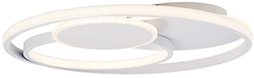 LED Deckenlampe mit Ø 50 cm - CCT Deckenleuchte - dimmbar über Fernbedienung - Lichtfarbe (warm- bis kaltweiß) einstellbar - 50 W - 5200 lm - 3000 bis 6500 K - aus Metall/Silicon - in Matt Weiß