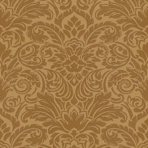 Baroque wallcovering Wall Profhome 305454-GU Non-Woven Wallpaper Slightly Textured Baroque Style matt Gold 5.22 m2 (56 ft2)