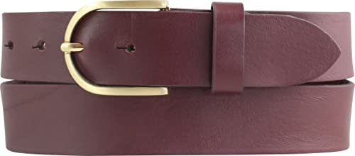 BELTINGER Damen-Gürtel Aus Vollrindleder 3,5 cm | Jeans- Und Chino-Gürtel Mit Runder, Goldener Schließe | Bordeaux 95cm