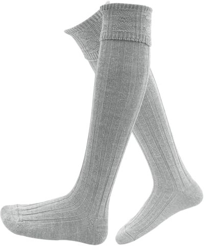 Mens Wool Kilt Hose Socks Made in Scotland Knee high traditional Scottish Occassions, Wedding, Kilt Walk, Leg Warmers Highland Wear (as8, alpha, m, l, regular, regular, Grey)