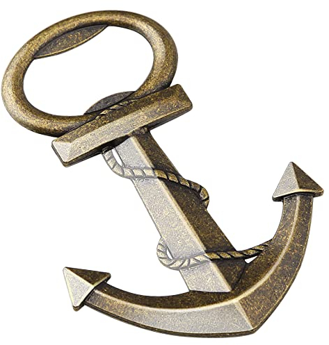 Apribottiglie con ancora creativo per tappi di birra, set da costruzione cavatappi per birra regalo per uomini, serie pirata, divertente cavatappi per barbarkeeper (colore bronzo)