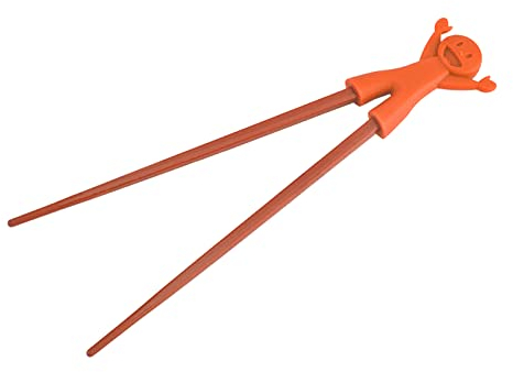 Syfunlv Training Chopsticks,Chopstick Helper,Learning Beginner Chopsticks,Reusable Training Kid Chopstick,Kids Training Chopsticks with Helper Holder Right or Left Handed (Orange)