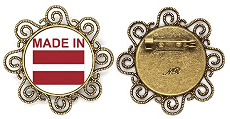 Lettonie Country Love Broche vintage en métal en forme de fleur