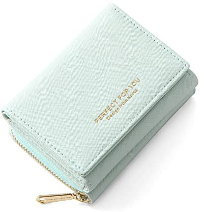 ANYWN Geldbörse Damen klein, Geldbeutel Damen klein, kleines Portemonnaie Damen, Geldtasche klein Damen mit Große Kapazität, Elegante und Süße Damen Geldbeutel mit Großes Münzfach Grün