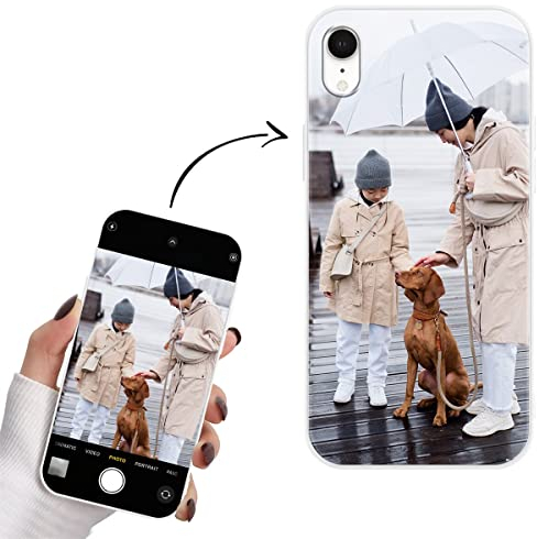 Yoedge Personalisierte Handyhülle für Apple iPhone XR Hülle Selbst Gestalten mit Eigenem Foto Bild Text Personalisiert Case Individuelle Geschenk Schutzhülle Weiß Cover für iPhone XR 6,1