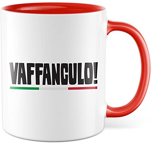 Vaffanculo Tasse lustige Kaffeetasse mit Spruch italienisch Kaffee-Becher Witz Geschenkidee Italiener Italienerin Geschenk Italien Sarkasmus Schimpfwort Beleidigung Sprache (Weiß/Rot)