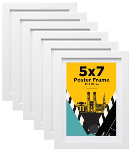 Egofine Bilderrahmen 13x18 cm,Holzrahmen Rahmen 13x18 cm mit Acrylglas für Tisch- und Wandmontage,Passepartout für Fotos 10 x 15 cm,Perfekt für Porträts, Zuhause, Büro,Weiß,6er