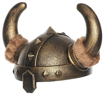 UNDERWRAPS Wikingerhelm für Herren – Wikinger Kunststoffhelm für Erwachsene Halloween-Kostüm, Fußballhut allgemeines Kostüm für Herren, Biertrinkhelm (Bronze Viking, OS)