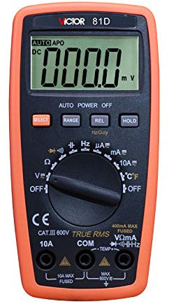 YuqiaoTime VICTOR 81D 3 3 4 Digital Multimeter 3999 Counts True RMS Temperature Capacitance Frequency Diode Tester Auto Range Multimetro(VICTOR 81D)