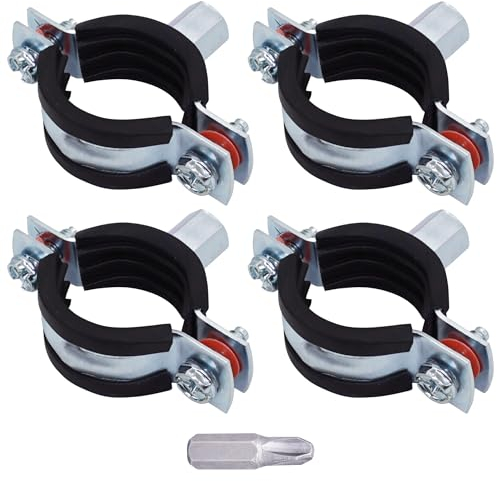 SKIR'CO (4 unidades) Soportes de tubo con revestimiento de goma para tubos de 26 a 30 mm, abrazaderas de tubería, soportes de tubería para montaje en pared y techo