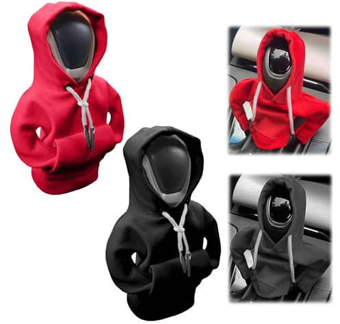 Guxisa 2pcs Sweat Pommeau de Vitesse,Voiture Sweat à Capuche Pour Drôle Pommeau De Levier Vitesse, Pommeau Levier Vitesse Accessoire Pour Décoration De Intérieures Voiture