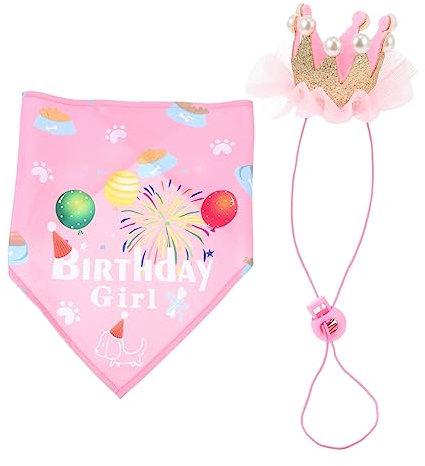 ABOOFAN 1 Satz Hundegeburtstagsmütze hundekuchen Mischung Hunde-Outfit Hundemütze Geburtstag des Hundes Haustier Geburtstag Hündchen Hut Zubehör dreieckiger Schal schmücken Polyester