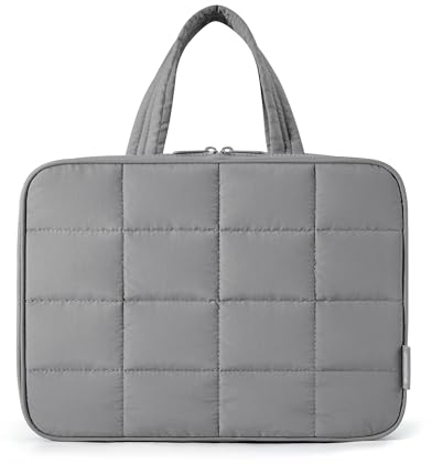 BAGSMART Kulturbeutel zum Aufhängen, Kulturtasche für Damen, Kosmetiktasche Groß, Toilettentasche Damen Reise Schmuck Organizer, Puffy Makeup Cosmetic Bag Organizer, Grau