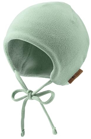 Sterntaler Beanie aus Microfleece Unisex - Baby und Kinder Mütze mit angeschnittenen Ohrenklappen und Bindeband - gefüttert mit Baumwollfleece - steingrün, 35
