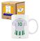 Taza del Betis personalizada con nombre y número, diseños de tazas de futbol para fans del Betis, tu equipo favorito en taza de cerámica de café, té, chocolate 325 ml(Betiscerámica)