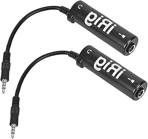 Convertidor de interfaz de guitarra negra, 2 unidades, para interfaz de audio de guitarra, sintonizador de teléfono, adaptador de audio ligero para iPhone, iPad y Android, teléfonos inteligentes y