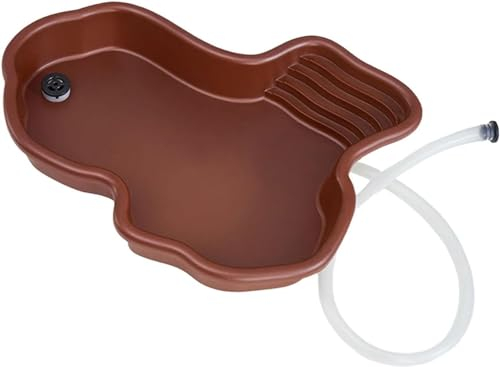 MLordoarf Baignoire pour reptiles, terrarium avec plaque d'alimentation inclinée, bol d'eau pour reptiles pour tortue scorpion, gecko, serpent