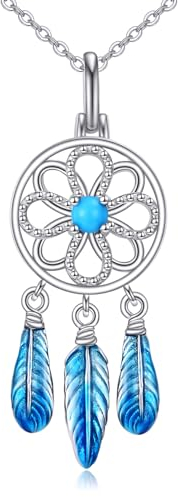 Vadmans Traumfänger Halskette für Damen 925 Sterling Silber Traumfänger Anhänger Kette Türkis Schmuck Geschenke für Mädchen