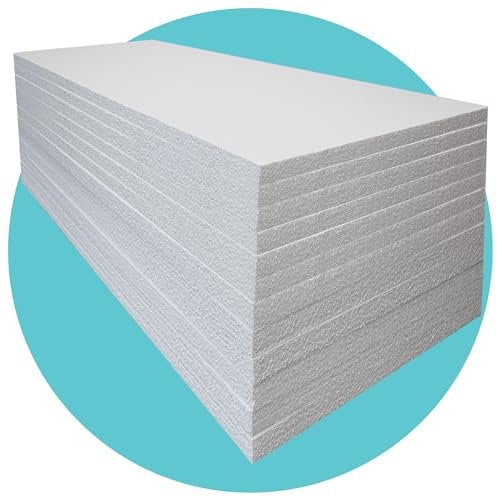 Triplast Expanded Polystyrene Foam Sheets EPS 70 (24 Sheets, 2400 x 1200 x 25mm Each) - BBA Certified Wall & Floor Insulation Board - Box Lining & Packaging Foam Board - White Blocks for DIY Projects