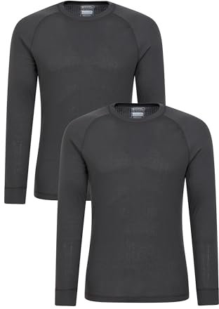 Mountain Warehouse Talus Mens Long Sleeved Baselayer Multipack - Isotherm, Lightweight, Warm - Best for Winter, Skiing, Snowboarding Charcoal (2 Pack) 4XL