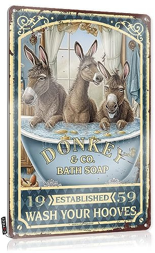 Backyard Bar Decor Esel Bad Seife Waschen Sie Ihre Hufe Blechschild Quilten Geschenke 70er Jahre Dekoration Gartenschilder für Gemüse Wohnung Dekor für Männer Blechschild Dinge für Jungenzimmer