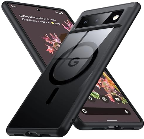 NJROW Starker Magnetisch für Google Pixel 6 Hülle mit MagSafe [2024 Neu] [Nr. 1 Anti-Gelb] [Militär Schutz] Durchsichtig Hardcase rutschfest Silikon Handyhülle für Google Pixel 6 Case, Klar Schwarz