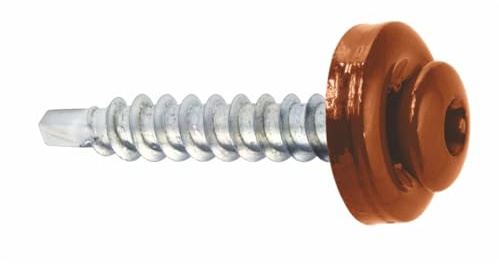 KLIMAS Spenglerschrauben Trapezblechschrauben Bohrschrauben mit EPDM Dichtscheibe für Holzunterkonstruktionen Torx TX-20 (RAL8004 - Kupferbraun)