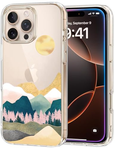 Unov Case Compatible with iPhone 16 Pro Case Clear with Design Embossed Pattern Soft TPU Bumper Slim Protective 6.3 Inch (Sierra Mountains)