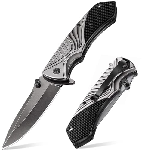 ISEYOU Coltello da Caccia, Lama in Acciaio Inossidabile 3Cr13 con Rivestimento in Titanio, Portatile Clip per Tasca, Multifunzione - Regalo Perfetto